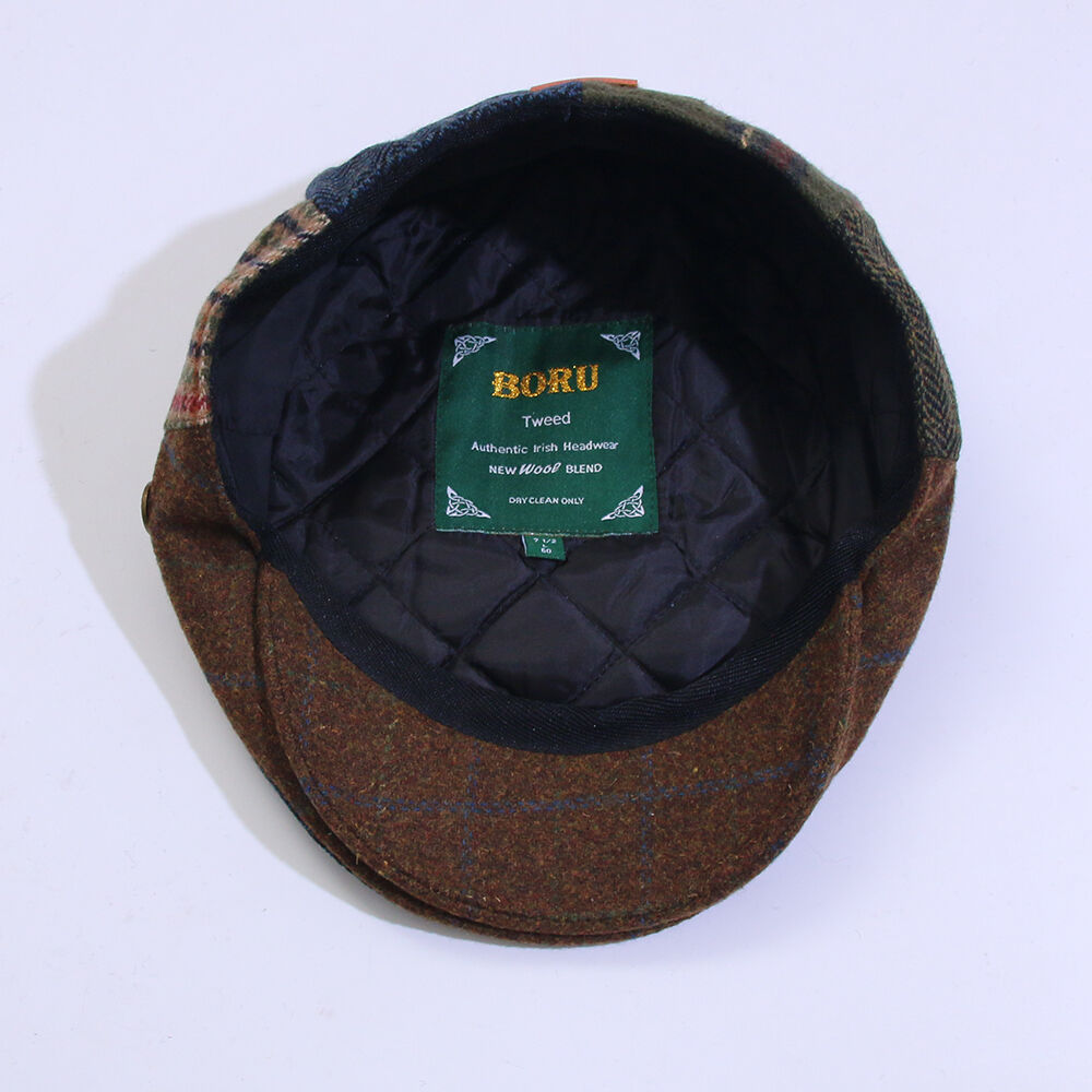 Mens Tweed Hat Countryman Patchwork Navy