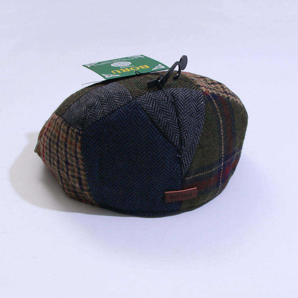Mens Tweed Hat Countryman Patchwork Navy