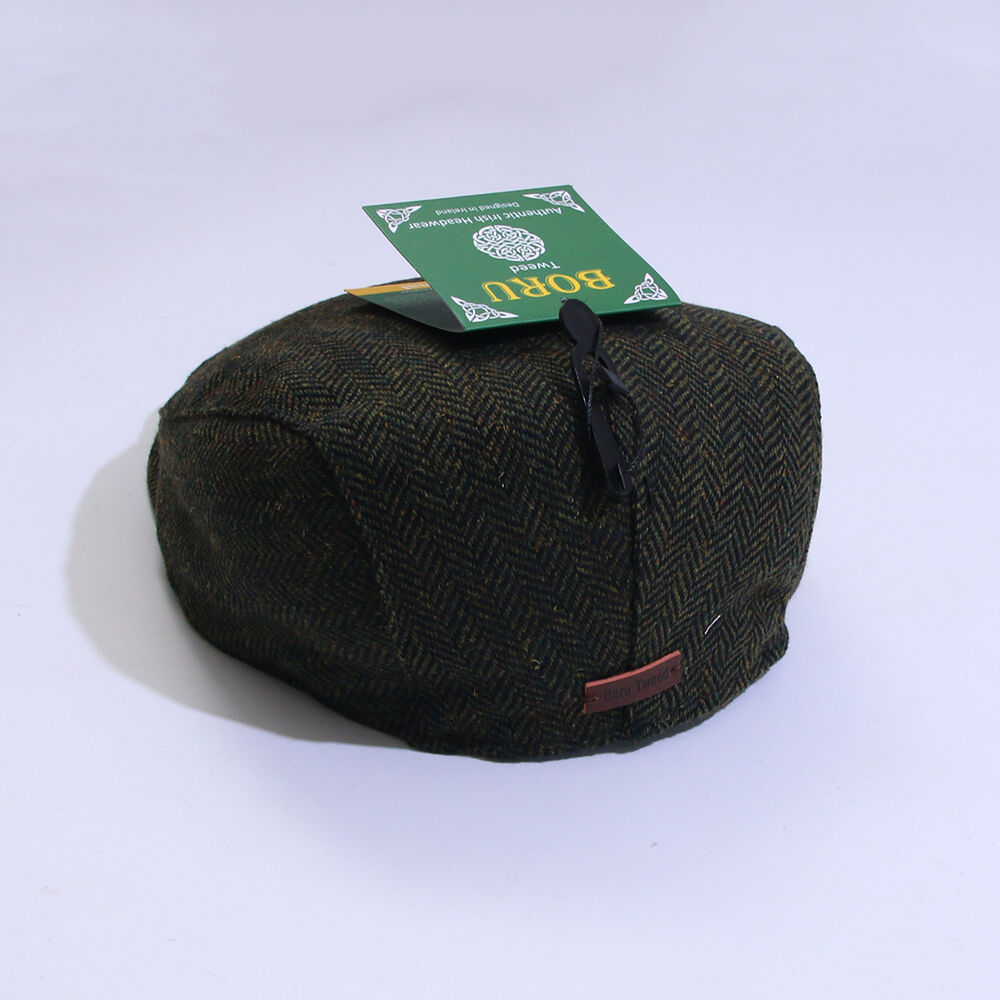 Traditional Herringbone Tweed Hat Green