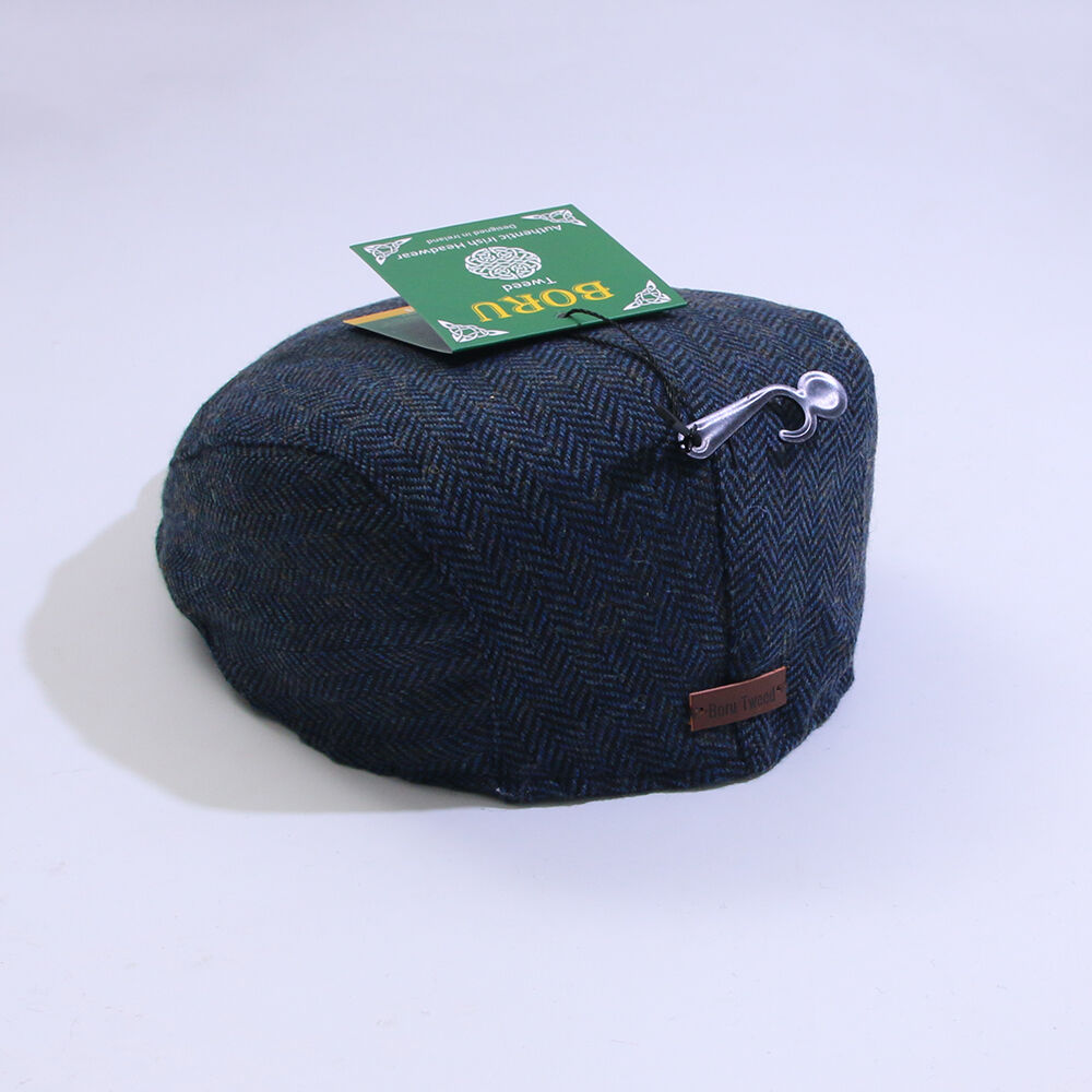 Traditional Herringbone Tweed Hat Blue
