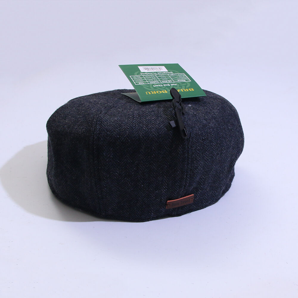 Tweed Hat Newsboy Grey Herringbone