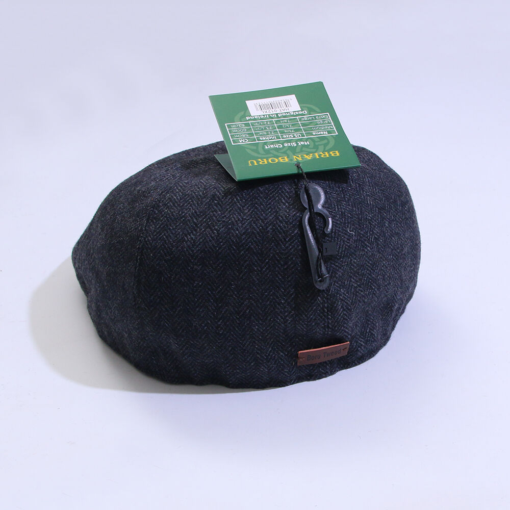 Mens Tweed Hat Herringbone Grey