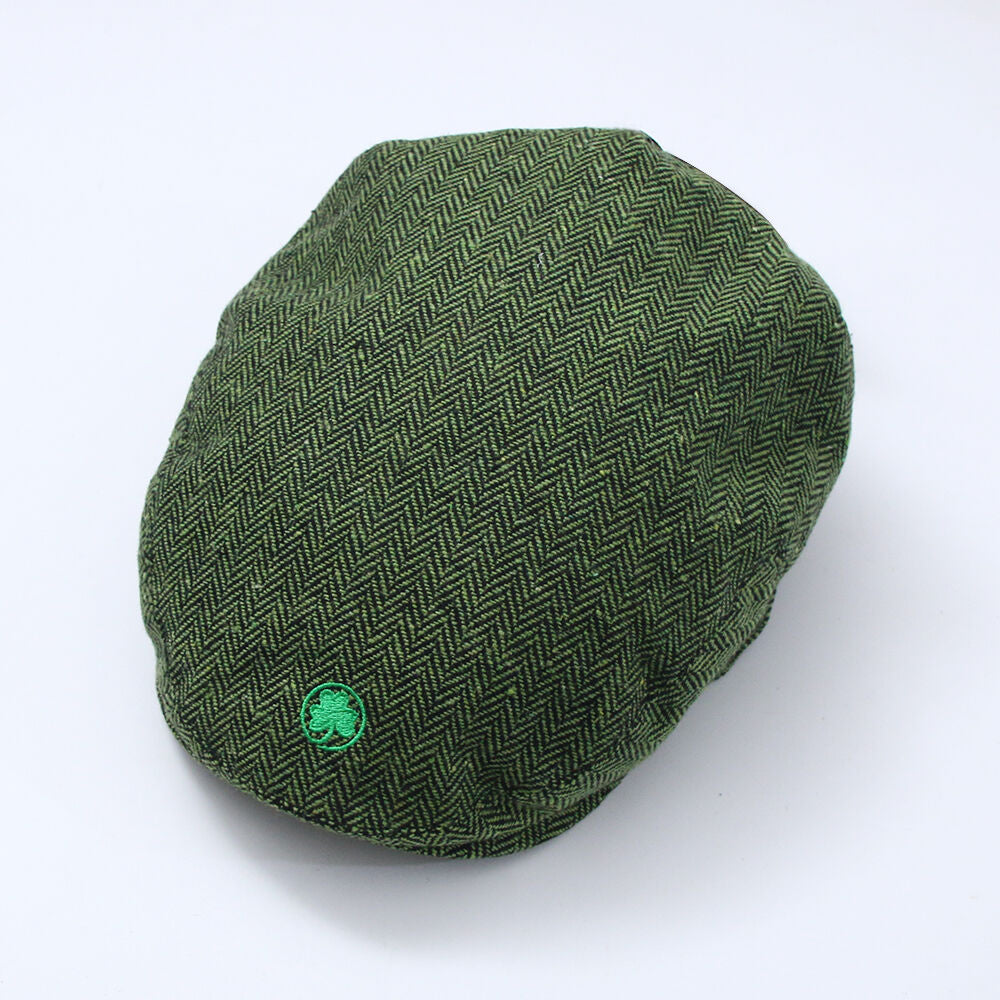 Tweed Herringbone Green Flat Cap
