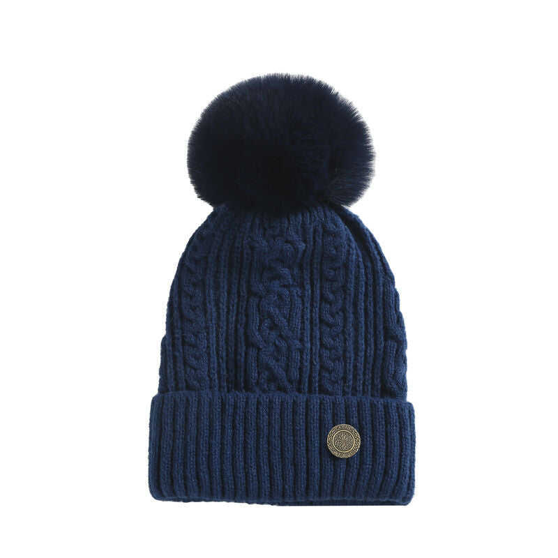 Celtic Weave Supersoft Bobble Hat Navy