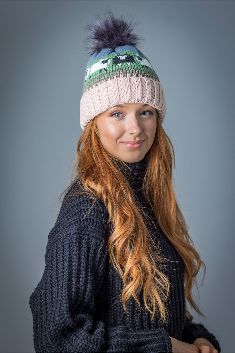 Sheep Pom Pom Hat Blush