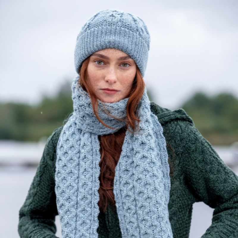 Merino Honeycomb Scarf Mermaid