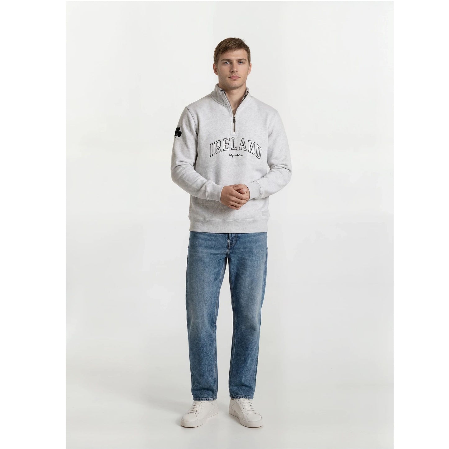 Ireland Quarter Zip Grey & Green Sweatshirt