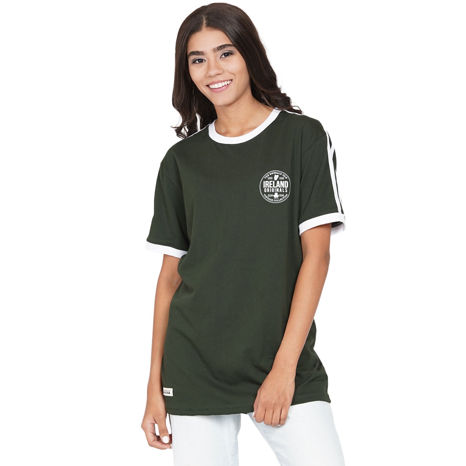 Ladies Ireland Originals Stripes T Shirt Forest Green