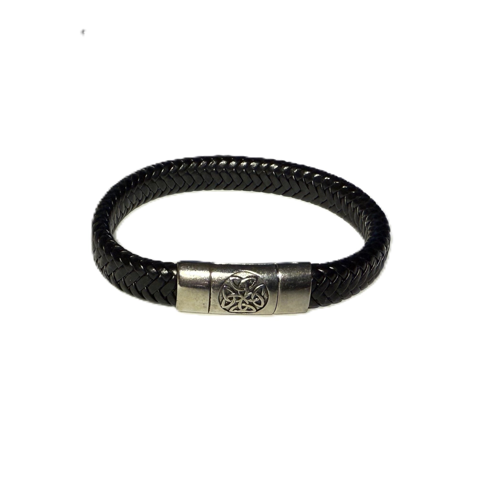 Trinity Thick Black Leather Bracelet