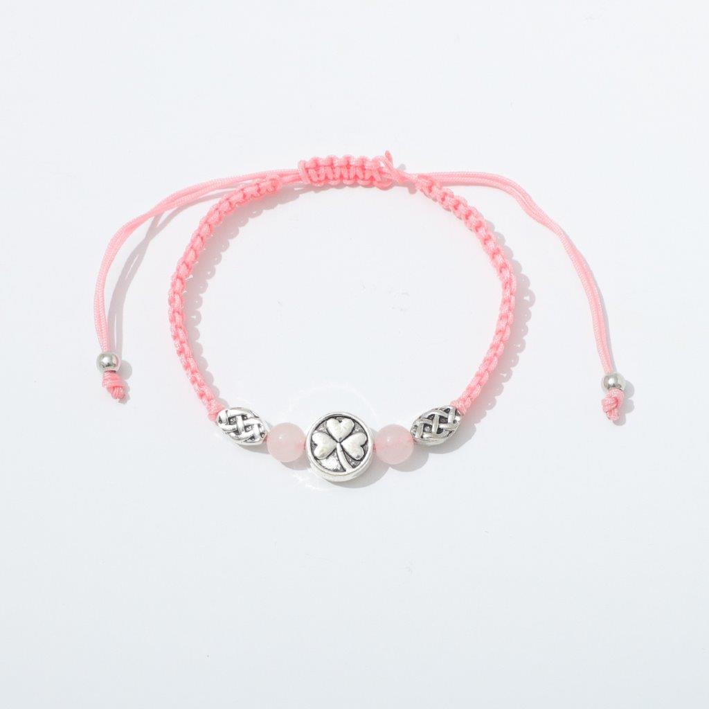 Shamrock Semi Precious Rose Quartz Bracelet