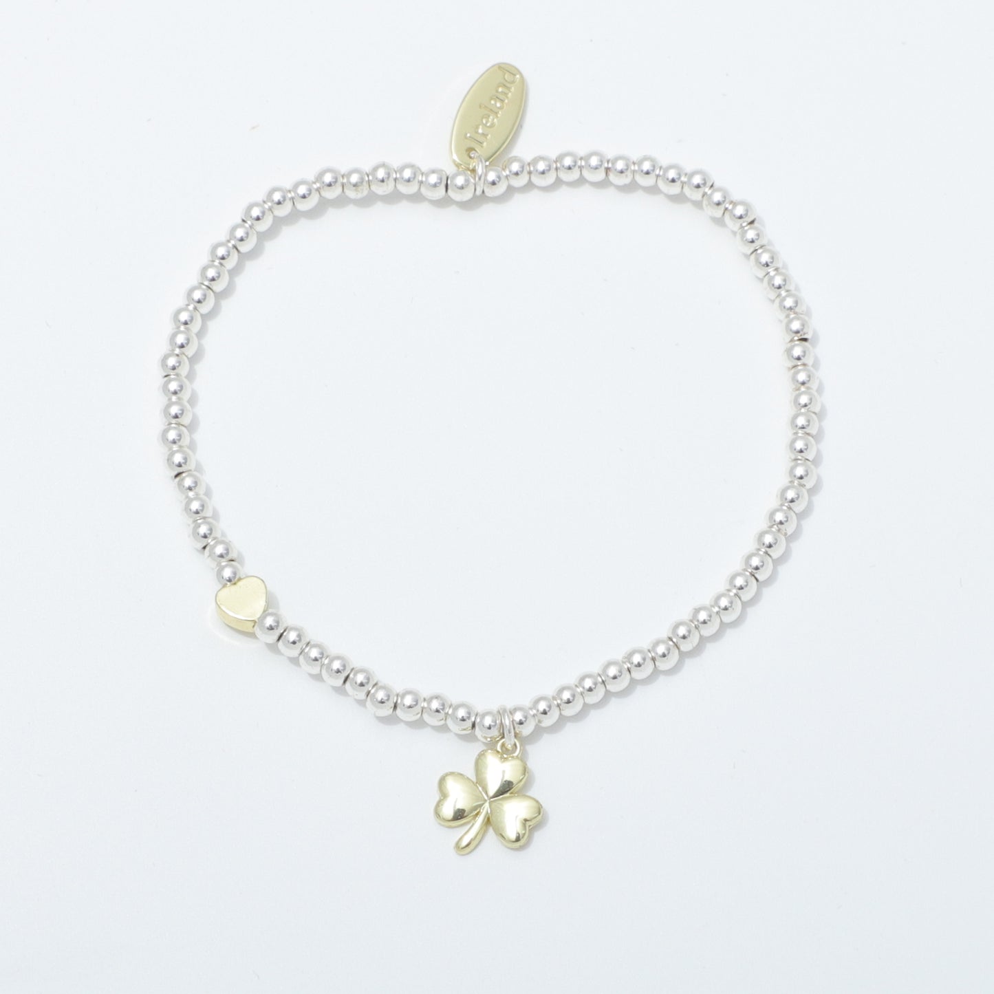 Silver Beaded Plain Shamrock Bracelet