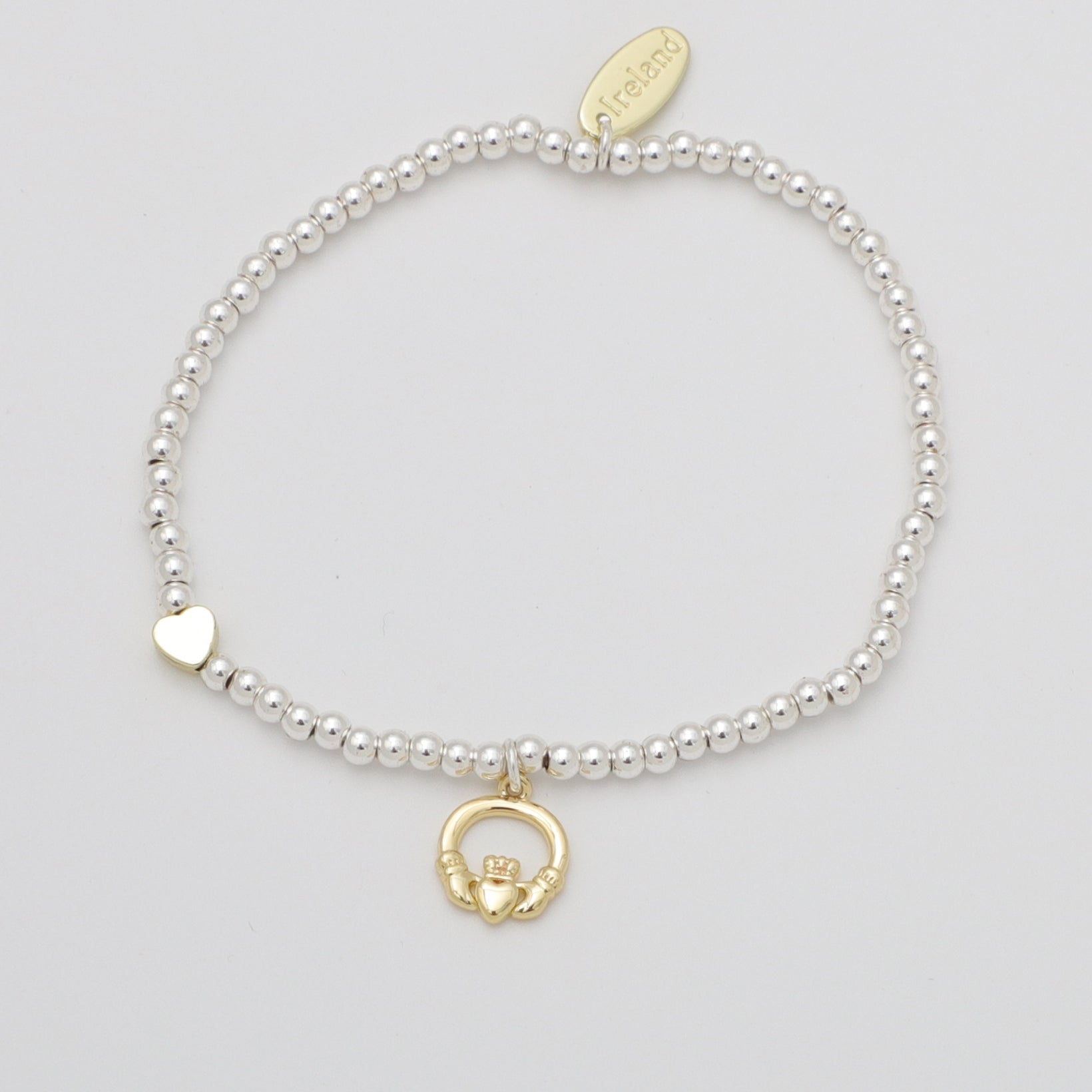 Silver Beaded Claddagh Bracelet