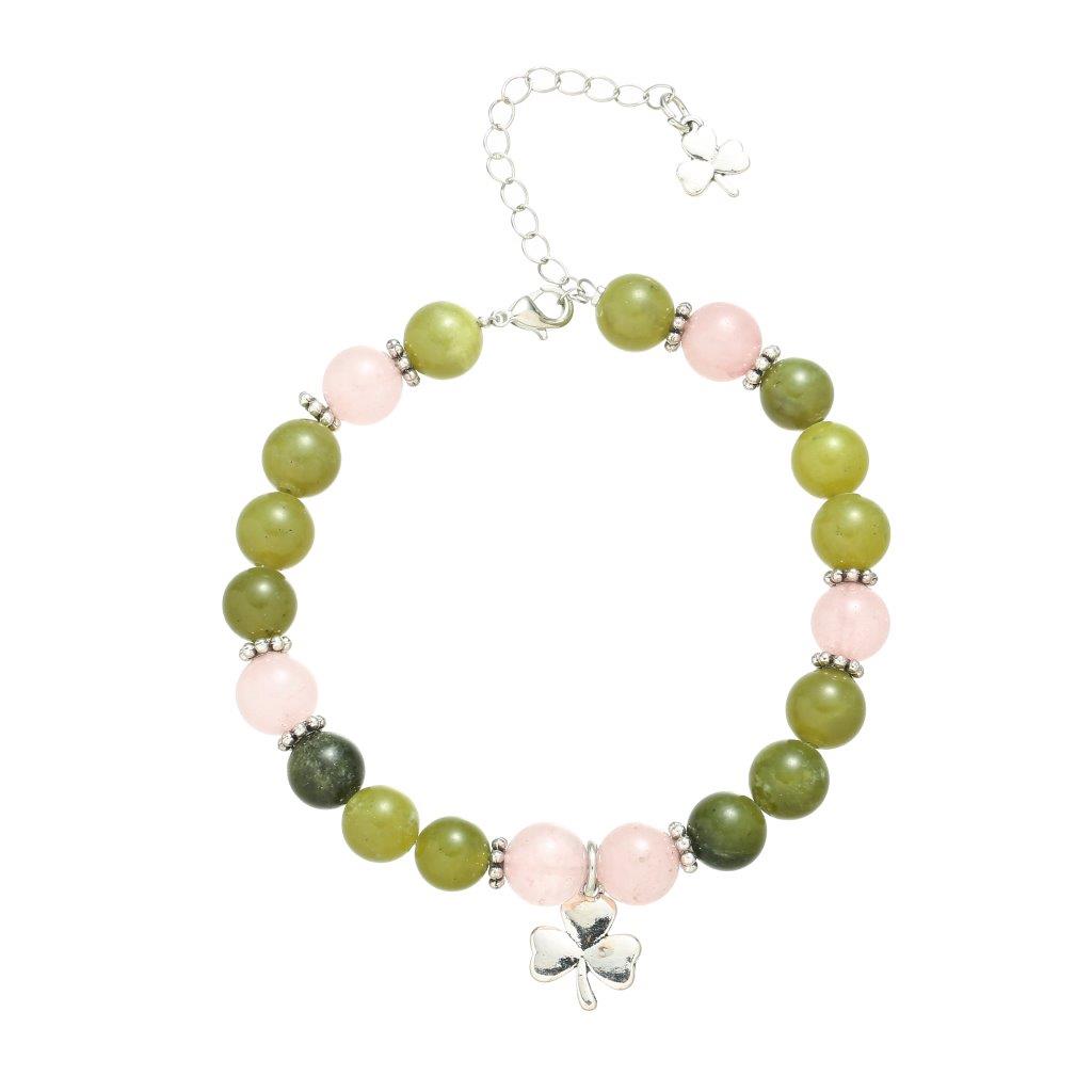Green And  Pink Marble Shamrock Bracelet