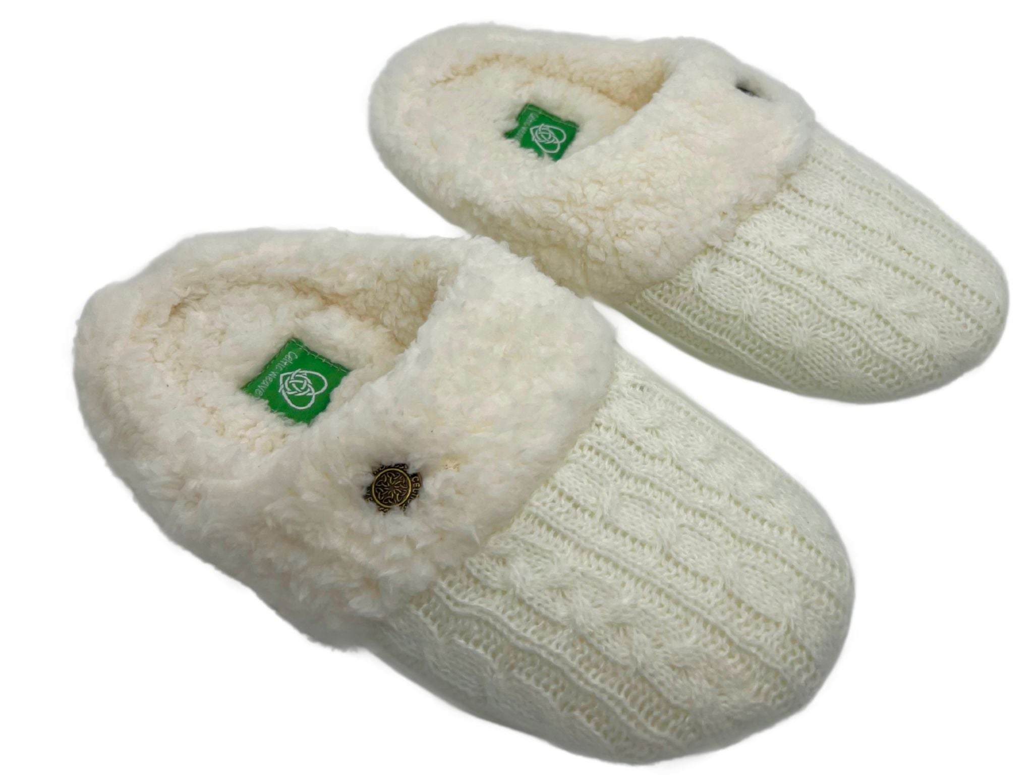 Unisex Celtic Weave Cream Slippers