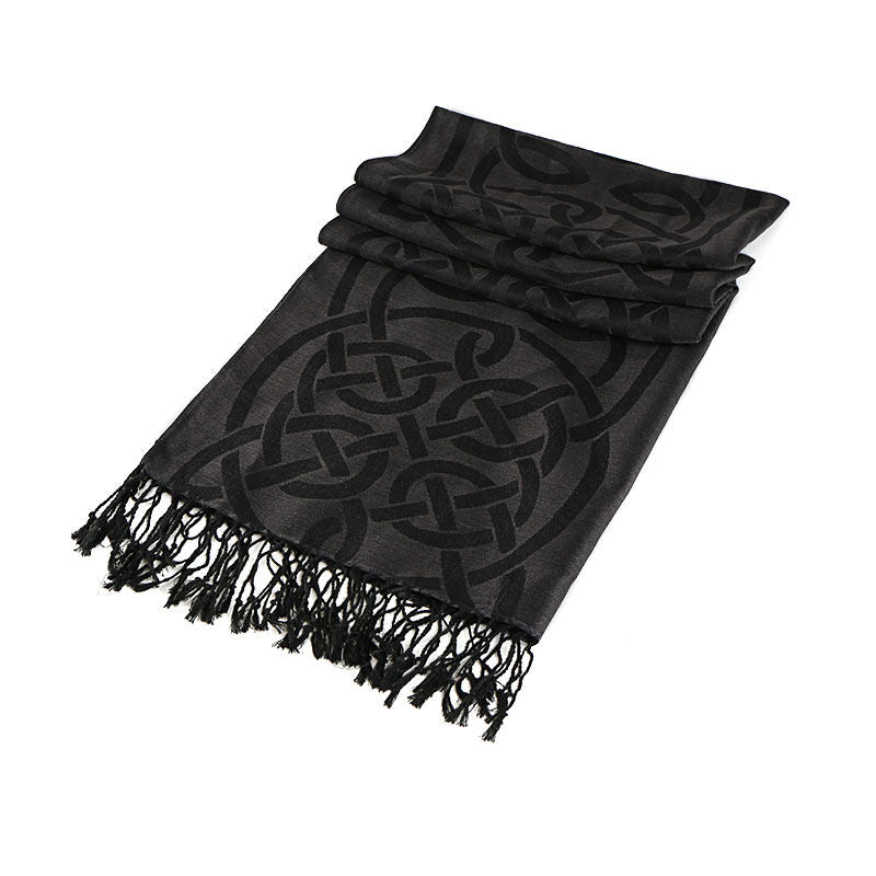 Celtic Knotwork Pashmina Scarf Black