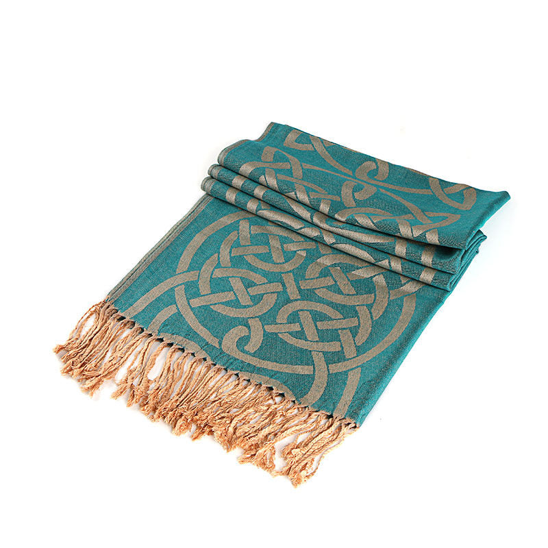 Celtic Knotwork Pashmina Scarf Blue