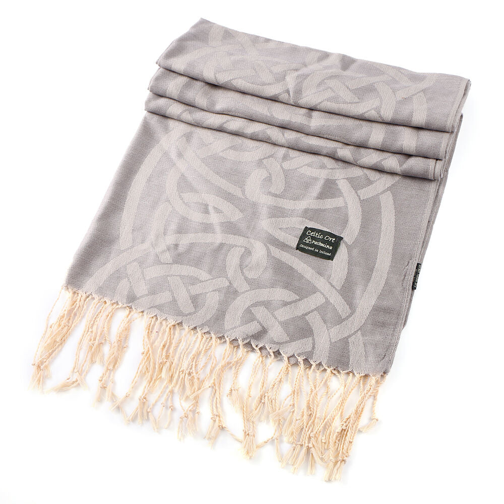 Celtic Knotwork Pashmina Scarf Grey