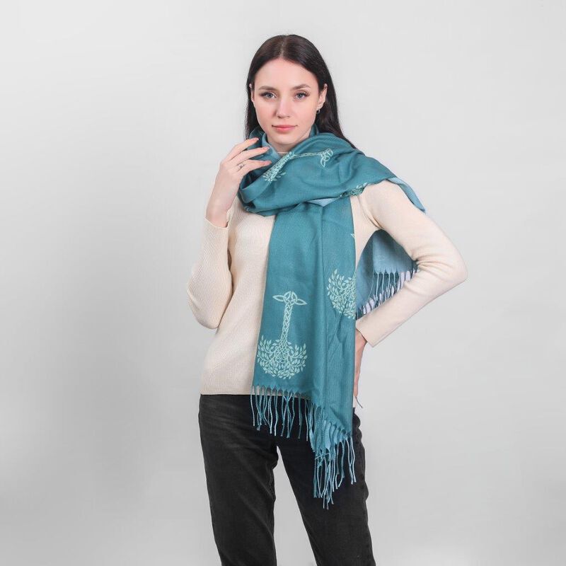 Celtic Tree Two Tone Scarf Green
