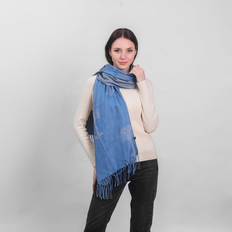 Celtic Tree Two Tone Scarf Blue
