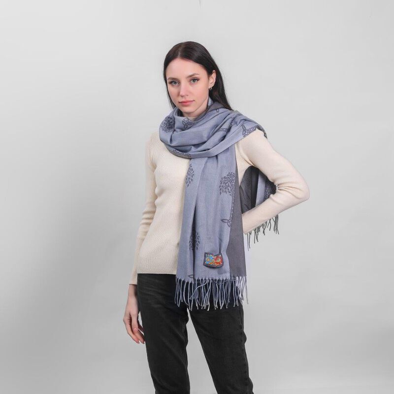 Celtic Tree Two Tone Scarf Grey