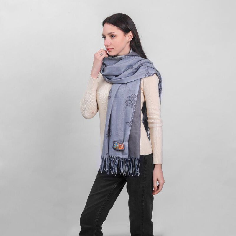 Celtic Tree Two Tone Scarf Grey