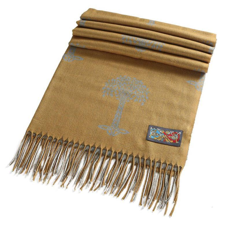 Celtic Tree Two Tone Scarf Mustard