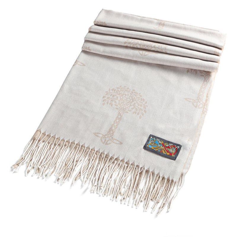 Celtic Tree Two Tone Scarf Beige