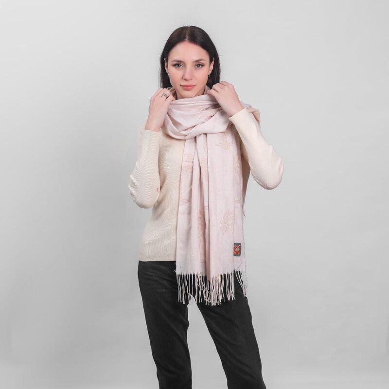 Celtic Tree Two Tone Scarf Beige