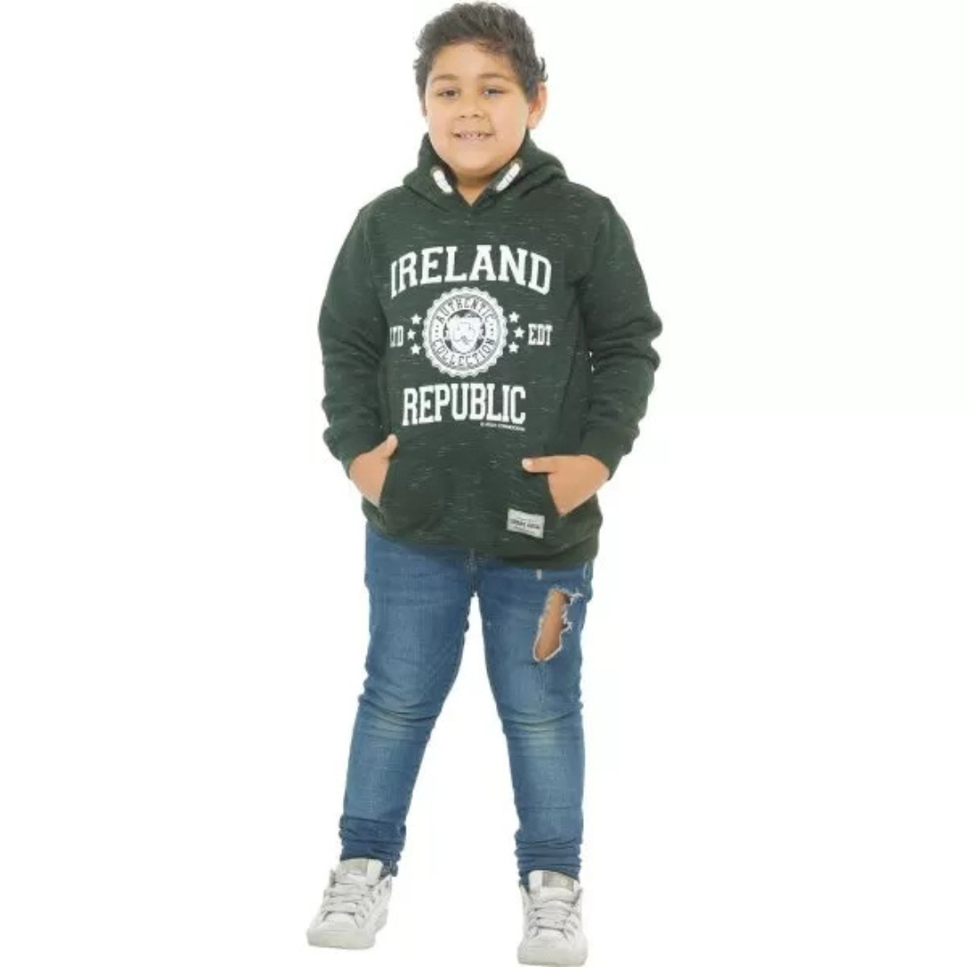 Kids Ireland Stamp Stars Green Hoodie
