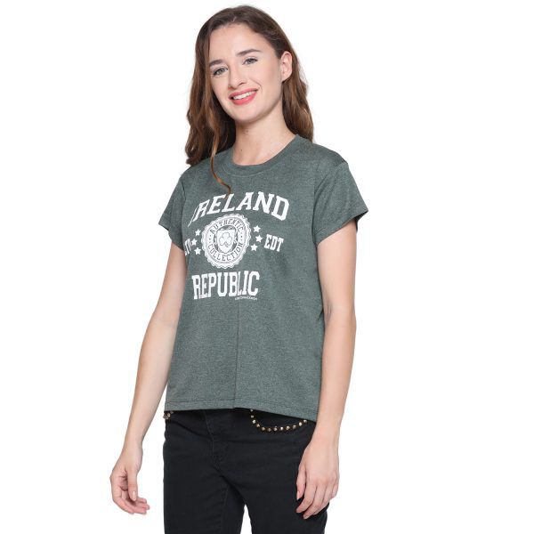Ladies Ireland Stamps Stars T-Shirt Green Melange