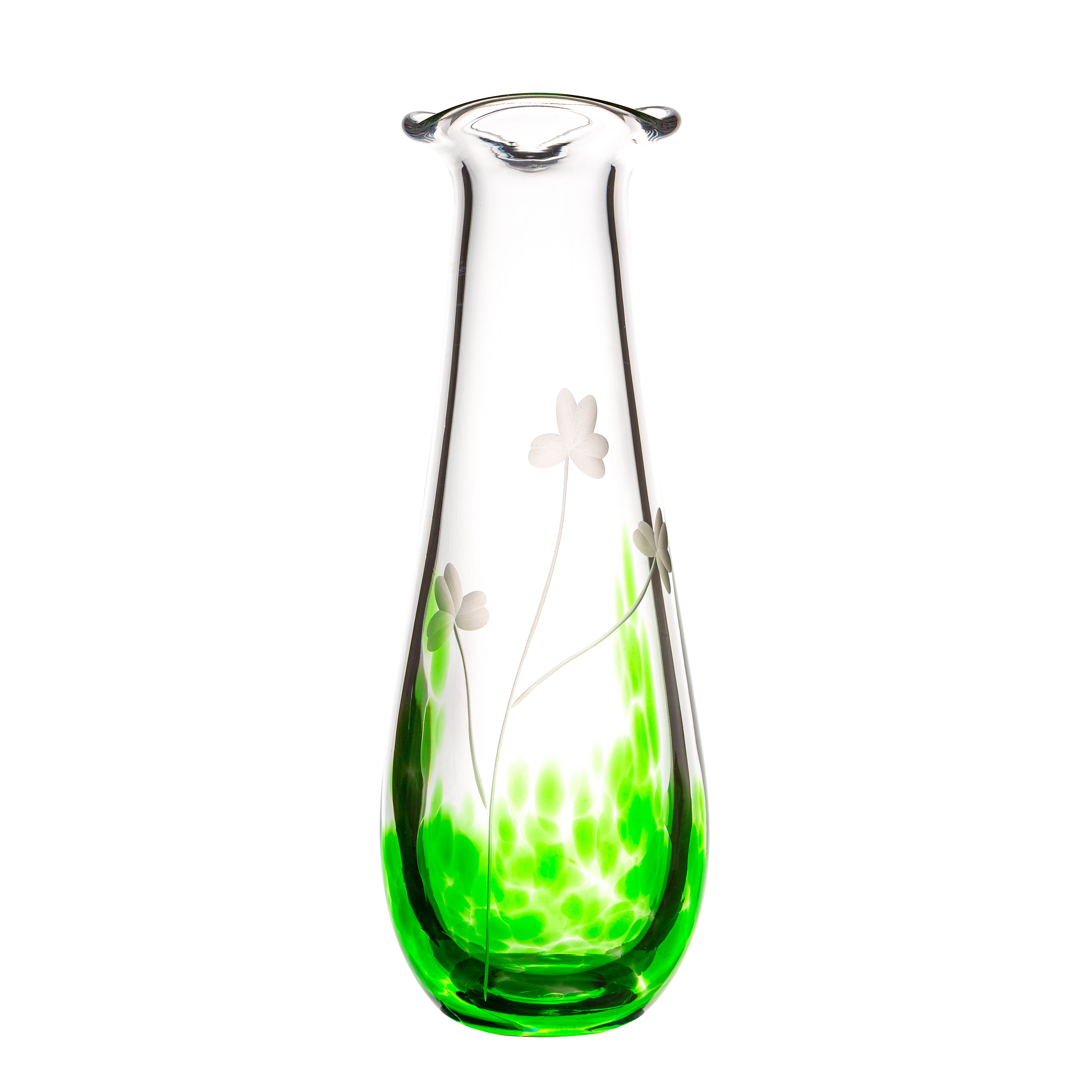 Handetched Irish Shamrock Bud Vase