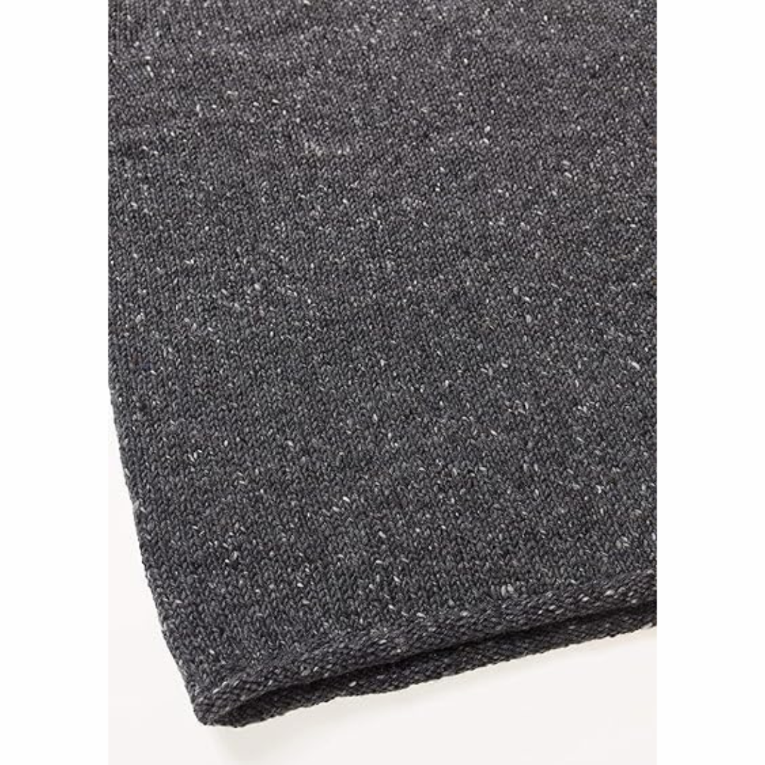Men's Donegal Wool Curl Neck Charcoal Jumper