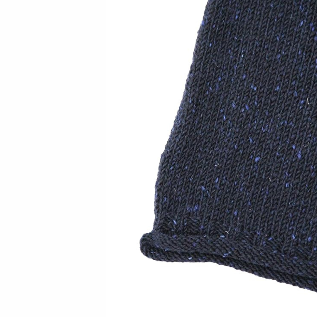 Men's Donegal Wool Curl Neck Navy Jumper