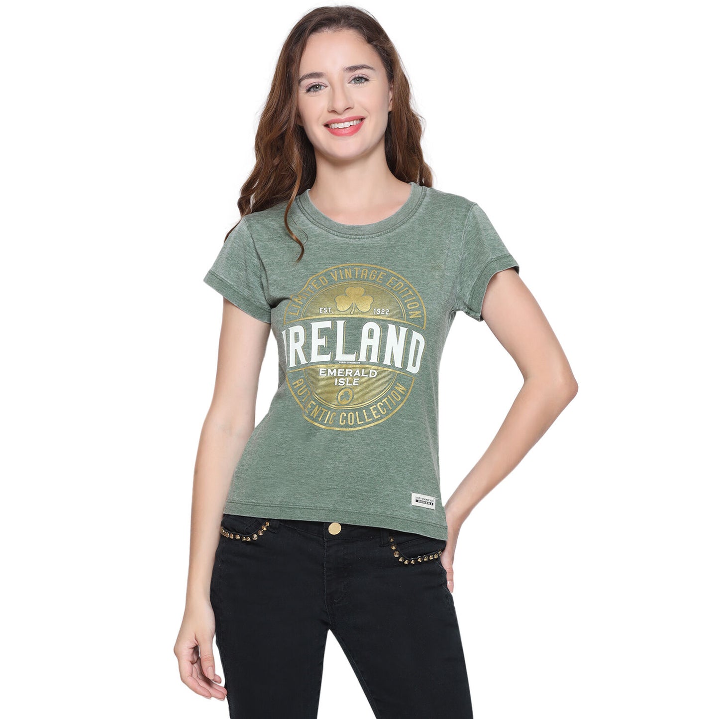 Limited Vintage Edition Ireland Ladies T-shirt Burnout Green