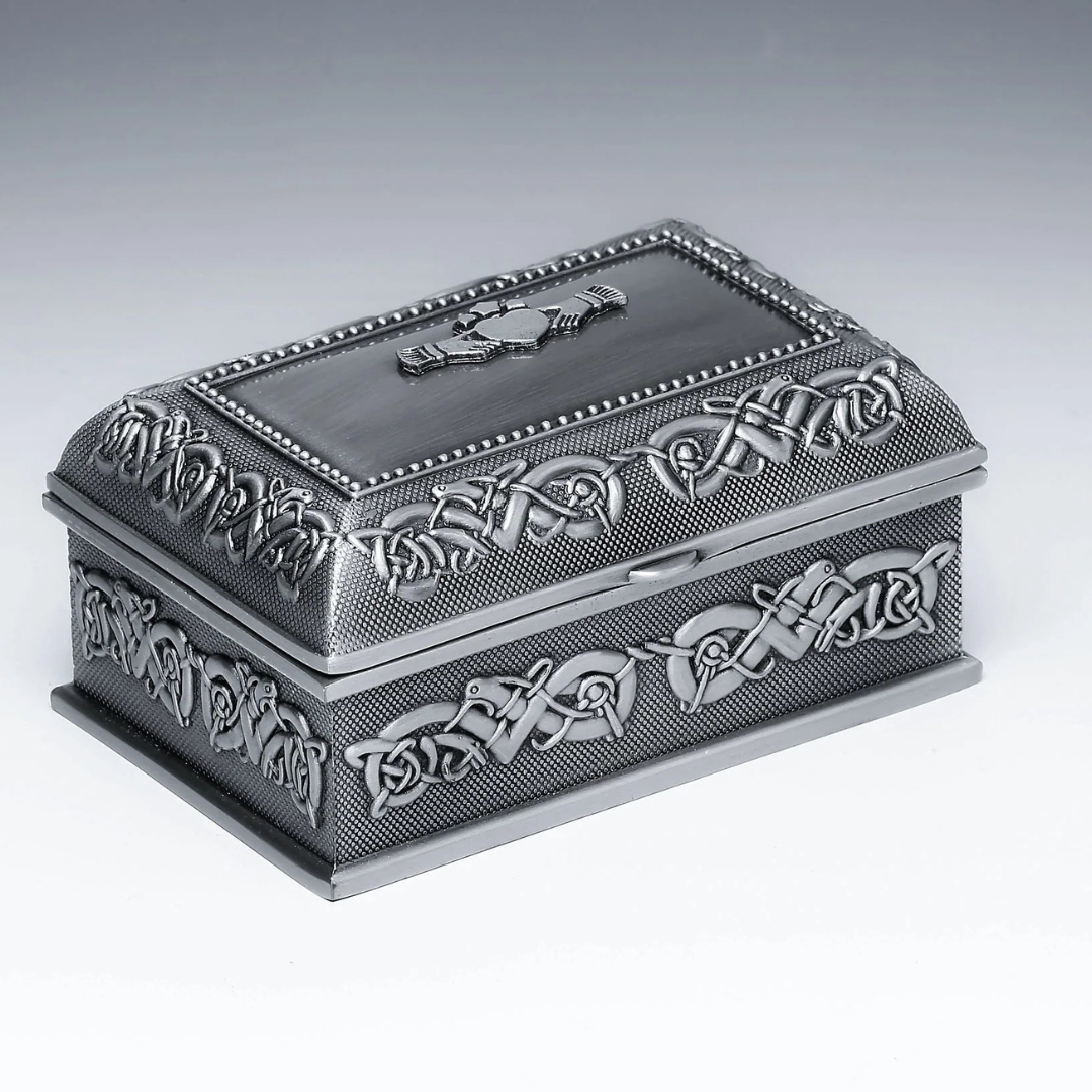 Pewter Jewellery Box Claddagh Pattern Small