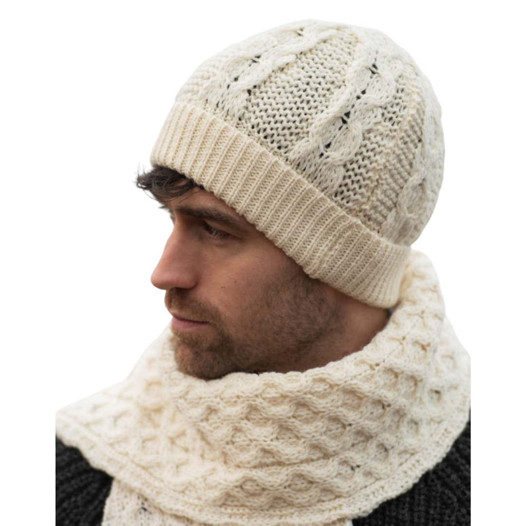 Merino Wool Honeycomb Hat Natural White