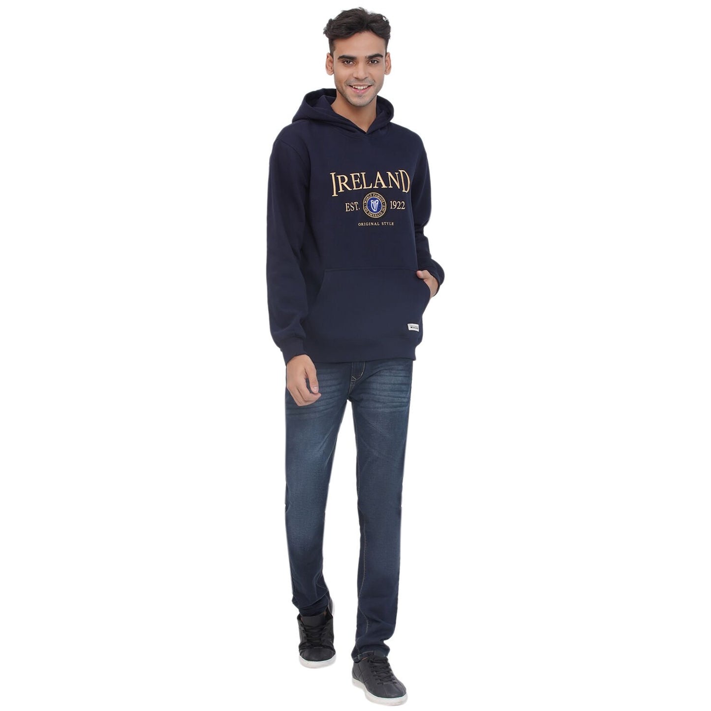 Mens Ireland Stamps Navy Blue Hoodie
