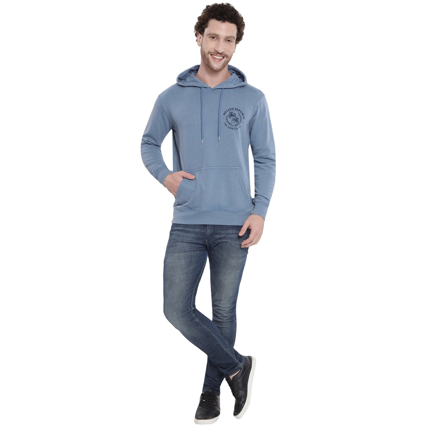 Unisex Le Shams Acid Wash Corent Blue Hoodie