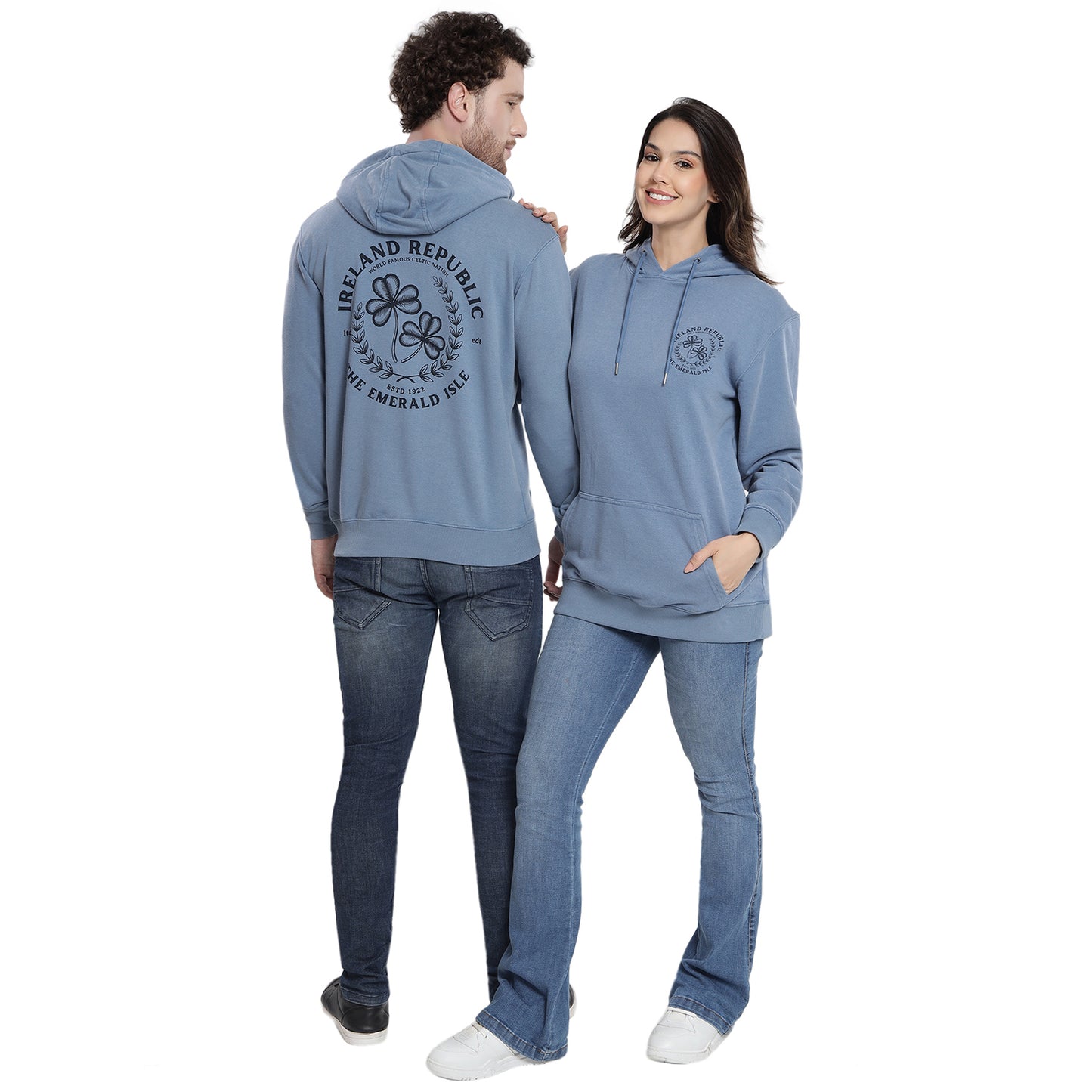 Unisex Le Shams Acid Wash Corent Blue Hoodie