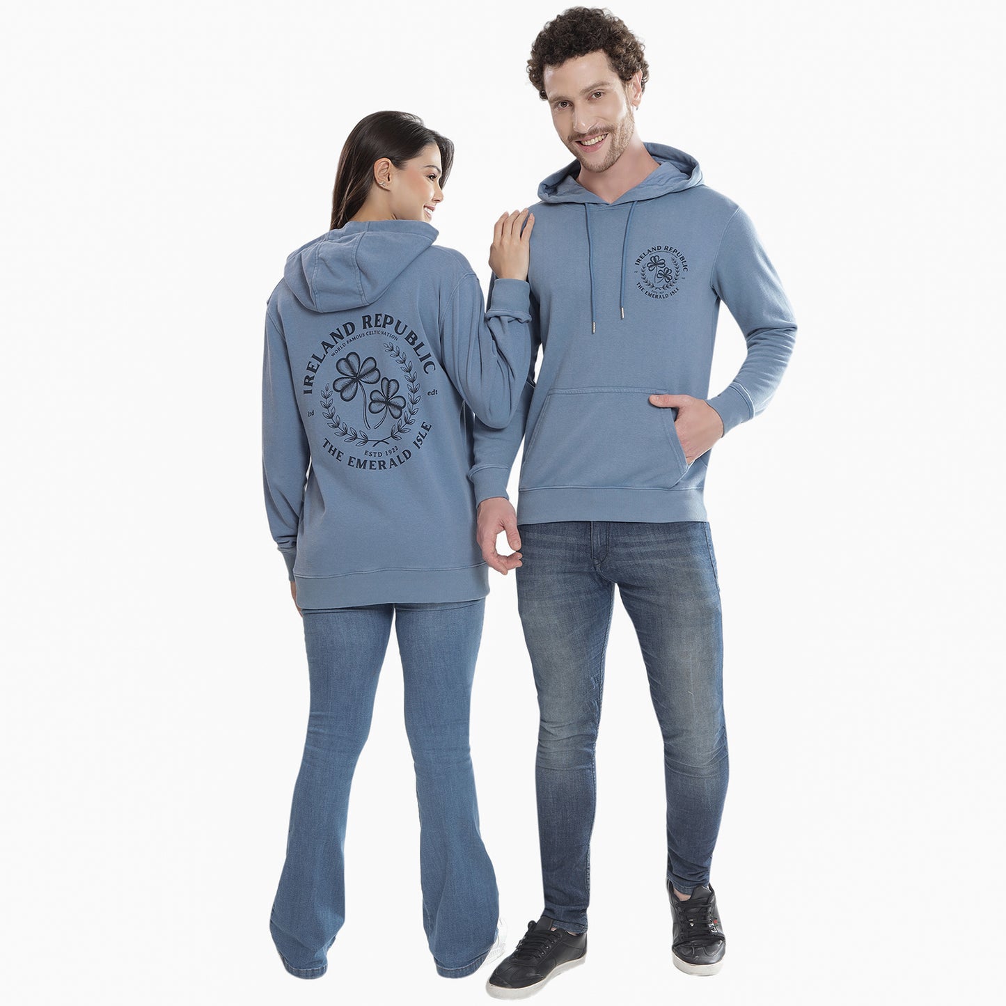 Unisex Le Shams Acid Wash Corent Blue Hoodie