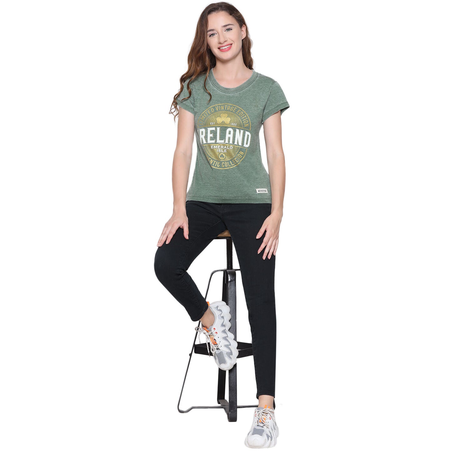 Limited Vintage Edition Ireland Ladies T-shirt Burnout Green