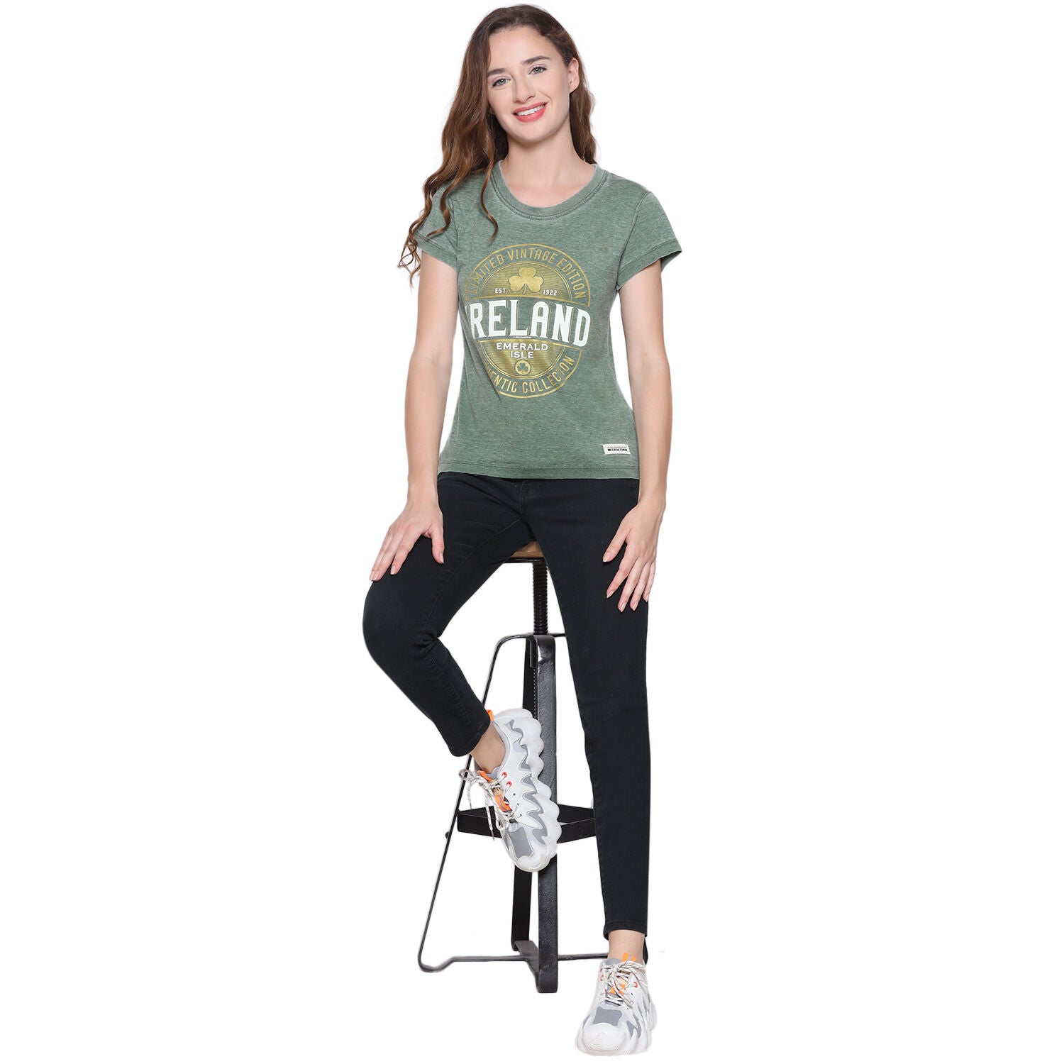 Ladies Limited Vintage Edition Ireland T-shirt Burnout Green