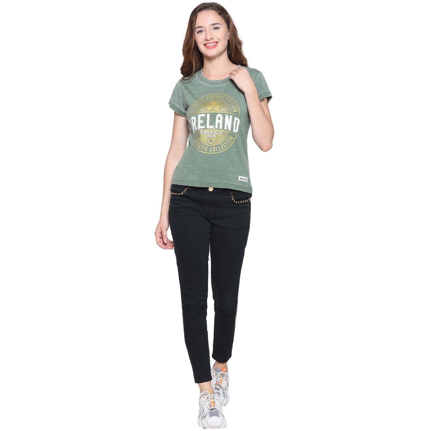 Limited Vintage Edition Ireland Ladies T-shirt Burnout Green