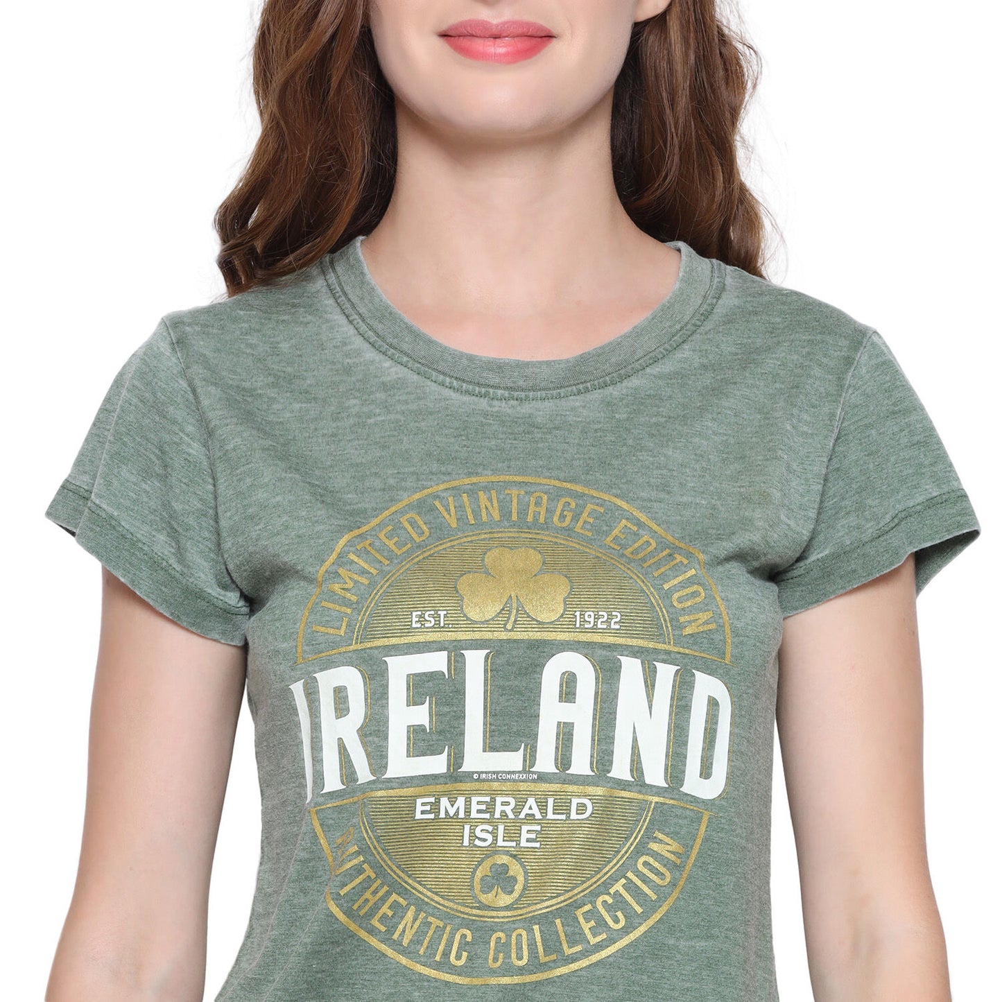 Limited Vintage Edition Ireland Ladies T-shirt Burnout Green