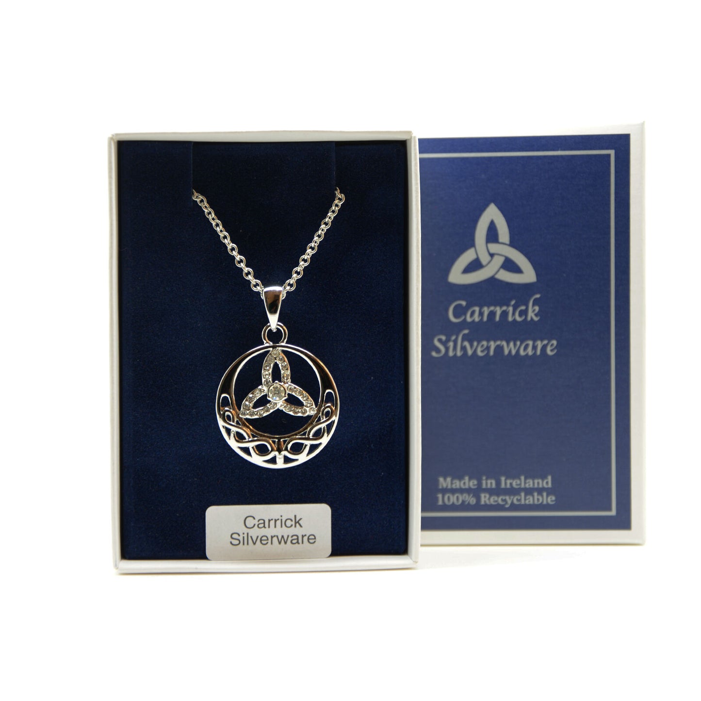Silver Plated Carrick Silverware Celtic Knot In Filigree Circle Necklace