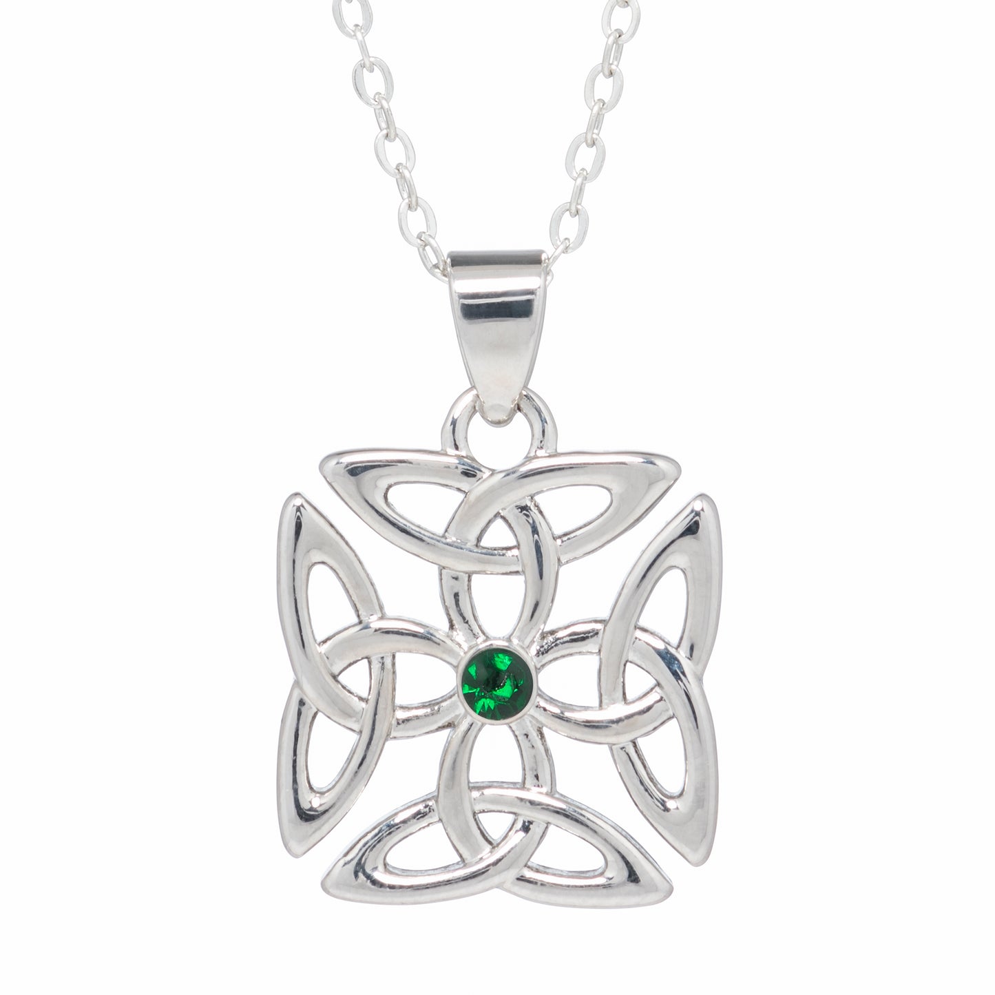 Silver Plated 4 Trinity Knot Square Necklace