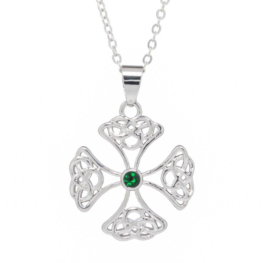 Silver-Plated Celtic Cross Necklace