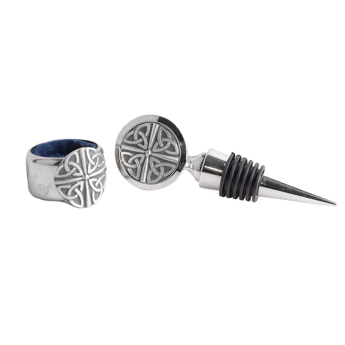 Mullingar Pewter Wine Stopper & Drip Ring Trinity Design
