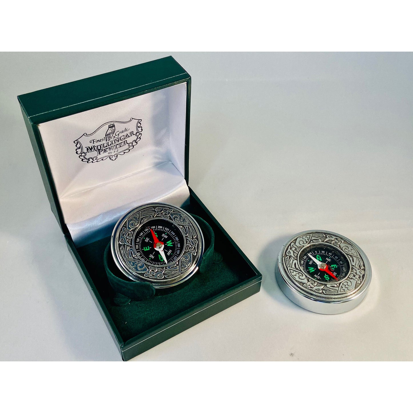 Mullingar Pewter Desk Compass / Paper Weight Celtic Bird Design