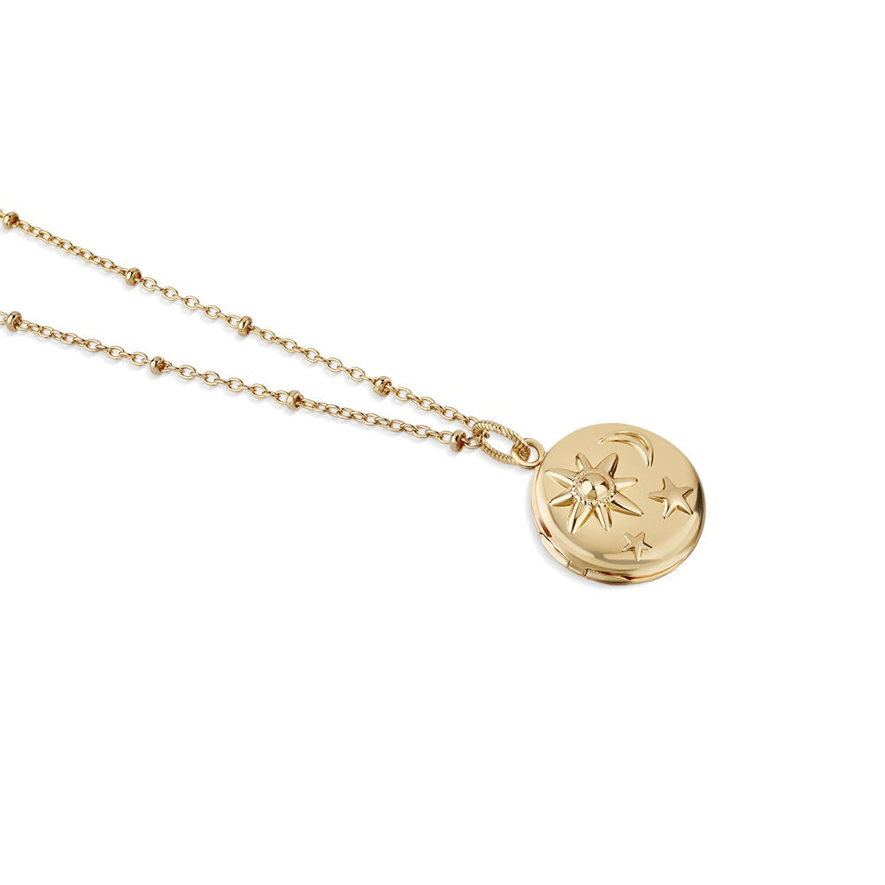 Gold Plated Amy Huberman Newbridge Silverware Locket With Sun Moon & Stars Design